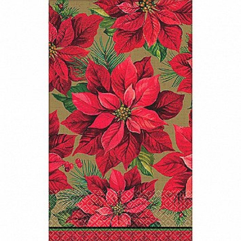 16 Count Red Poinesstia Guest Towels 4.5" x 7.5" - folded