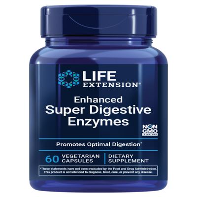 Life Extension Enhanced Super Digestive Enzymes, Supports Digestion, Comfort, digesting Plant-Based Foods, Non-GMO, Vegetarian, 60 Capsules