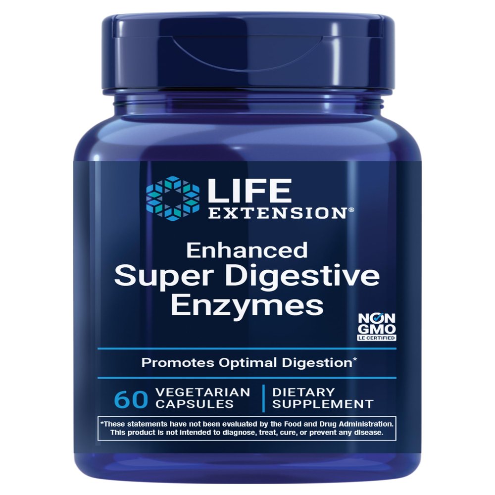 Life Extension Enhanced Super Digestive Enzymes, Supports Digestion, Comfort, digesting Plant-Based Foods, Non-GMO, Vegetarian, 60 Capsules