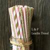 100 pcs Gold and Pink Stripe, Chevron, Paper Straws Wedding Baby Shower and Birthday view 1