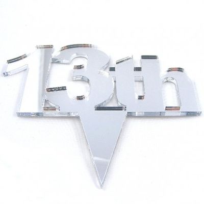 Super Cool Creations 13th Cake Topper Silver Acrylic Mirror - Large