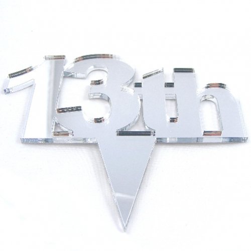 Super Cool Creations 13th Cake Topper Silver Acrylic Mirror - Large