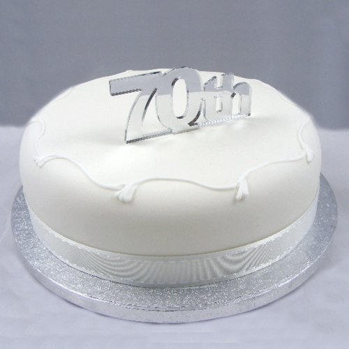Super Cool Creations 70th Cake Topper Silver Acrylic Mirror - Large
