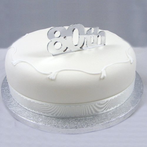 Super Cool Creations 80th Cake Topper Silver Acrylic Mirror - Large