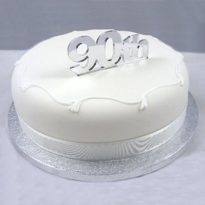 Super Cool Creations 90th Cake Topper Silver Acrylic Mirror - Large
