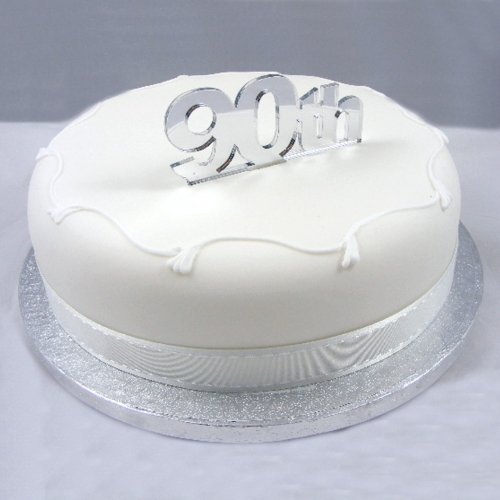 Super Cool Creations 90th Cake Topper Silver Acrylic Mirror - Large