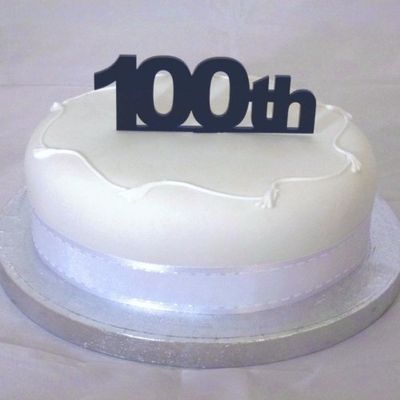 100th Cake Topper 6cm (2.5inch) Black Solid Acrylic (Overall size 10cm x 12cm inc spike)