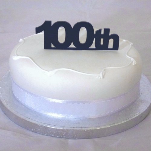100th Cake Topper 6cm (2.5inch) Black Solid Acrylic (Overall size 10cm x 12cm inc spike)
