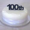 100th Cake Topper 6cm (2.5inch) Black Solid Acrylic (Overall size 10cm x 12cm inc spike) view 1