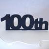 100th Cake Topper 6cm (2.5inch) Black Solid Acrylic (Overall size 10cm x 12cm inc spike) view 2