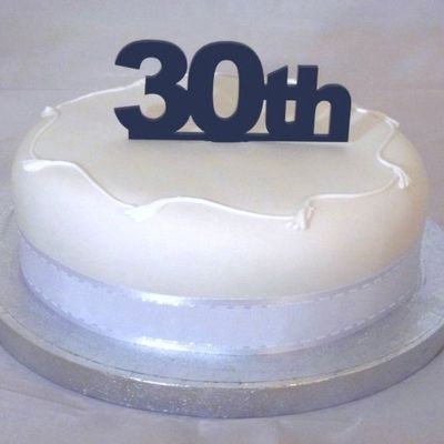 Super Cool Creations 30th Cake Topper Black Solid Acrylic - Large
