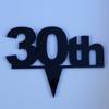 Super Cool Creations 30th Cake Topper Black Solid Acrylic - Large view 3