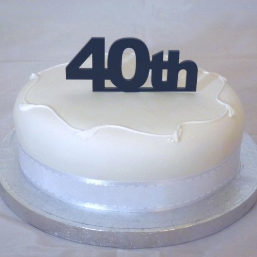 Super Cool Creations 40th Cake Topper Black Solid Acrylic - Large