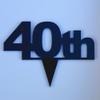 Super Cool Creations 40th Cake Topper Black Solid Acrylic - Large view 2