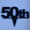 Super Cool Creations 50th Cake Topper Black Solid Acrylic - Large view 2