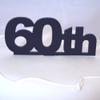 Super Cool Creations 60th Cake Topper Black Solid Acrylic - Large view 2