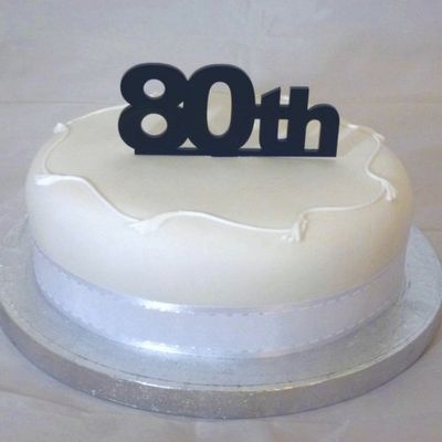 Super Cool Creations 80th Cake Topper Black Solid Acrylic - Large