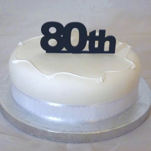 Super Cool Creations 80th Cake Topper Black Solid Acrylic - Large