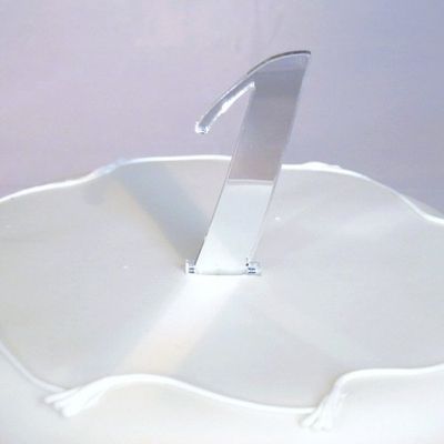 Set of 13 Silver Acrylic Mirror Cake Topper Numbers Script - 10cm /5cm Spike