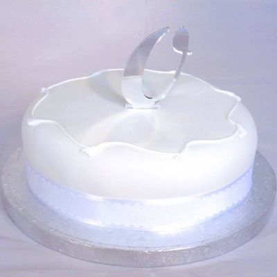 0 Silver Acrylic Mirror Cake Topper Number Script 10cm (4inch) Number Height inc spike 15cm