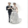 10" Bride and Groom Statue with Fabric Dress and Veil view 1