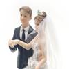 10" Bride and Groom Statue with Fabric Dress and Veil view 2