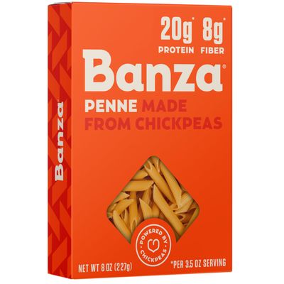 Banza Gluten-Free Chickpea Pasta, Penne 20g Protein | Lower Carb | High Fiber | High Protein | Plant Based Pasta | 8oz (Pack of 6)