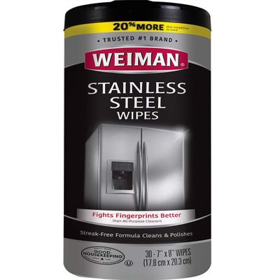 Weiman Stainless Steel Wipes - Removes Fingerprints, Residue, Water Marks and Grease From Appliances - Works Great on Refrigerators, Dishwashers, Ovens, Grills - 28 Count - Packaging May Vary