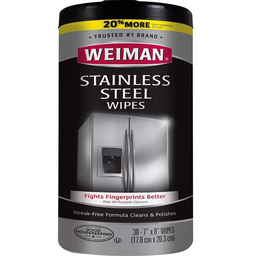 Weiman Stainless Steel Wipes - Removes Fingerprints, Residue, Water Marks and Grease From Appliances - Works Great on Refrigerators, Dishwashers, Ovens, Grills - 28 Count - Packaging May Vary