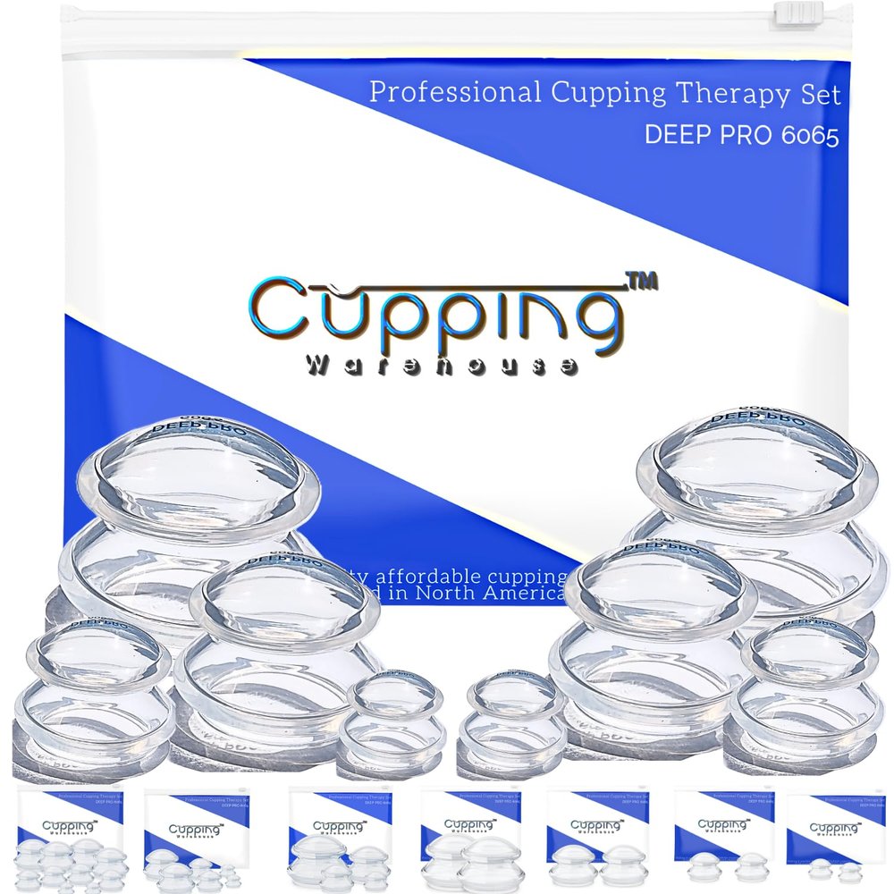 Cupping Warehouse Advanced (Hard) Supreme 8 DEEP PRO 6065 Professional Cupping Therapy Set- Body Myofascial Cupping Set- Harder Silicone Cupping Set-, Cupping Set Massage Therapy Cups