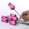 Realistic Bouquet of 8 Wire Stem Pink with Hot Pink Tips Roses in Cellophane Sleeve - So Realistic It is Hard to Believe They are Made from Thin Shaved Wood! view 2