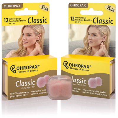 2 Ohropax Wax Earplugs 12 Plugs for a Total of 24 Plugs