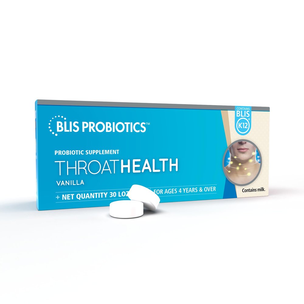 BLIS ThroatHealth Oral Probiotics K12 - Immune & Throat Support, Vanilla - 30 Lozenges, 2.5 Billion CFU