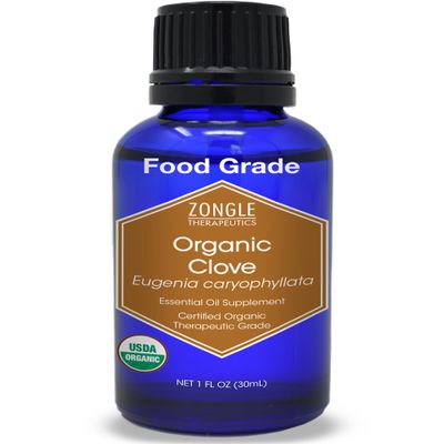 Organic, Clove Oil, Food Grade, for Teeth and Gums, Tooth Aches  100% Pure, Clove, Bud, Essential, Oil, by Zongle Therapeutics, 1 OZ