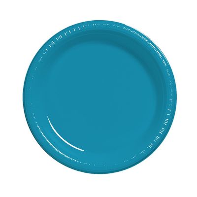 Creative Converting Touch of Color 20 Count Plastic Banquet Plates, Turquoise