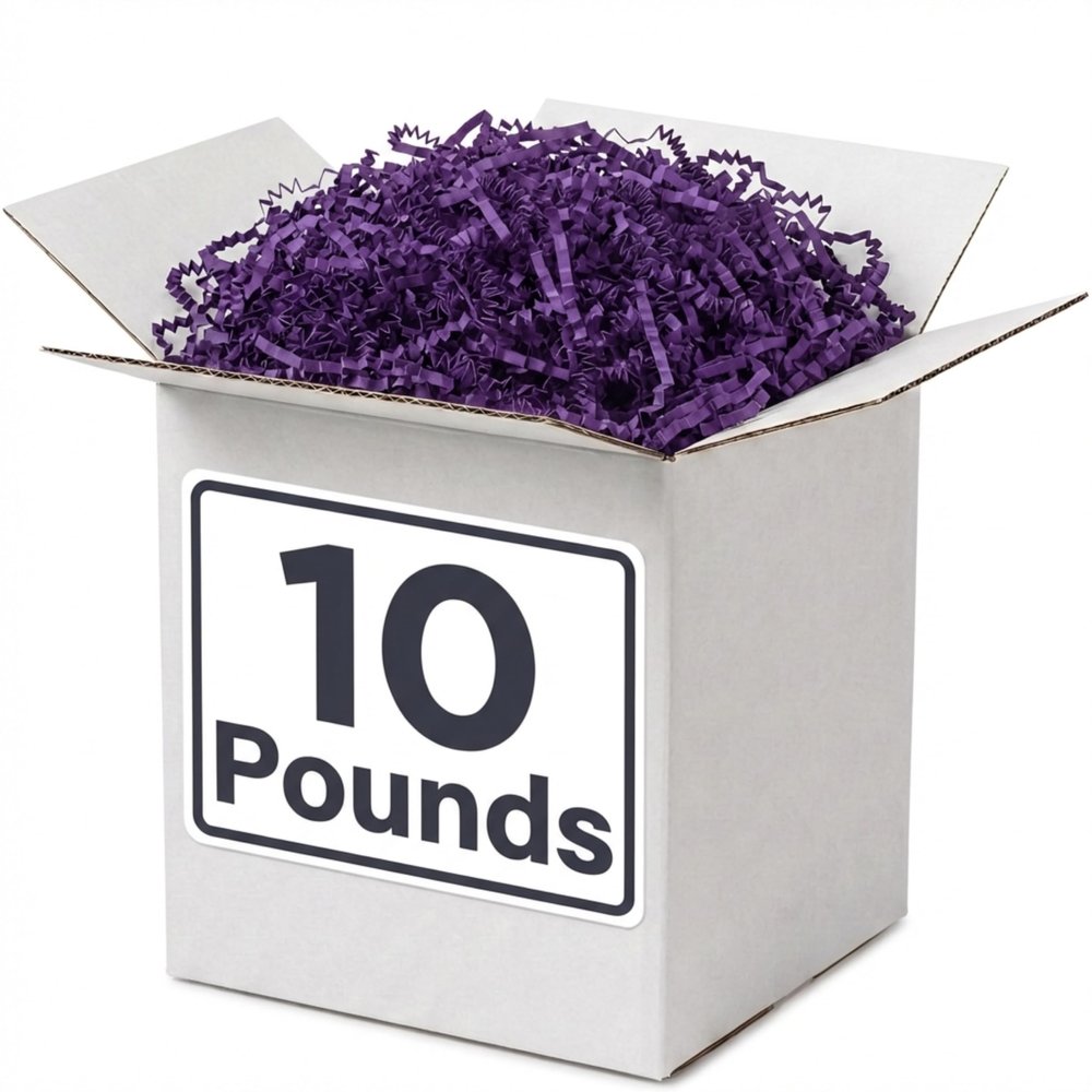 BOX USA 10 lb. Purple Crinkle Paper Packing, Shipping, and Moving Box Filler Shredded Paper for Box Package, Basket Stuffing, Bag, Gift Wrapping, Holidays, Crafts, and Decoration