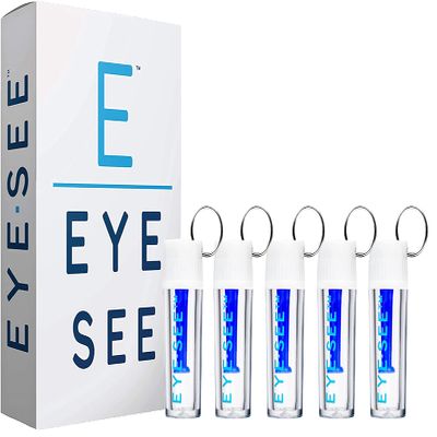 EyeSee Hard Contact Lens Remover and Applicator Solid RGP Plunger w/Keyring Attachment- Allows for Easy Removal/Application of Sclera Contacts - Box of 5 (Blue)