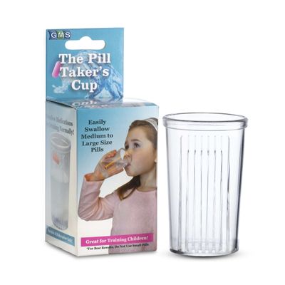 GMS Group Medical Supply, LLC Pill Taker Cup - Makes Swallowing Medium to Large Tablets & Pills Easy - Simply Drink Medicines Along with Water - Small Sized Cup Ideal for Kids, Adults & Seniors