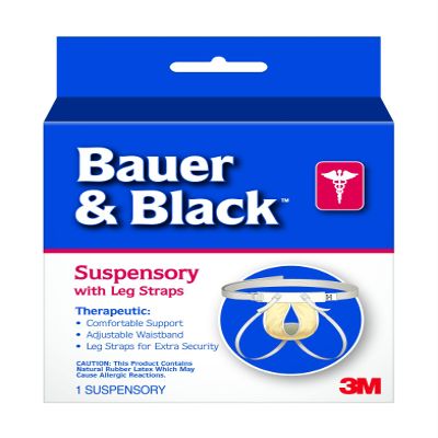 3M Bauer and Black 0-2 Suspensory with Leg Strap, Medium