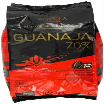 Valrhona Dark Chocolate - 70% Cacao - Guanaja - 6 lbs 9 oz bag of feves