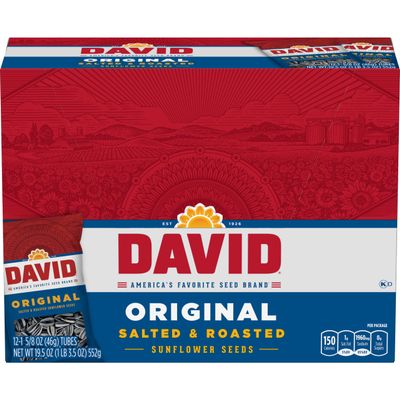 DAVID Sunflower Seeds, Original Flavor, 1.625 oz. (Pack of 12)