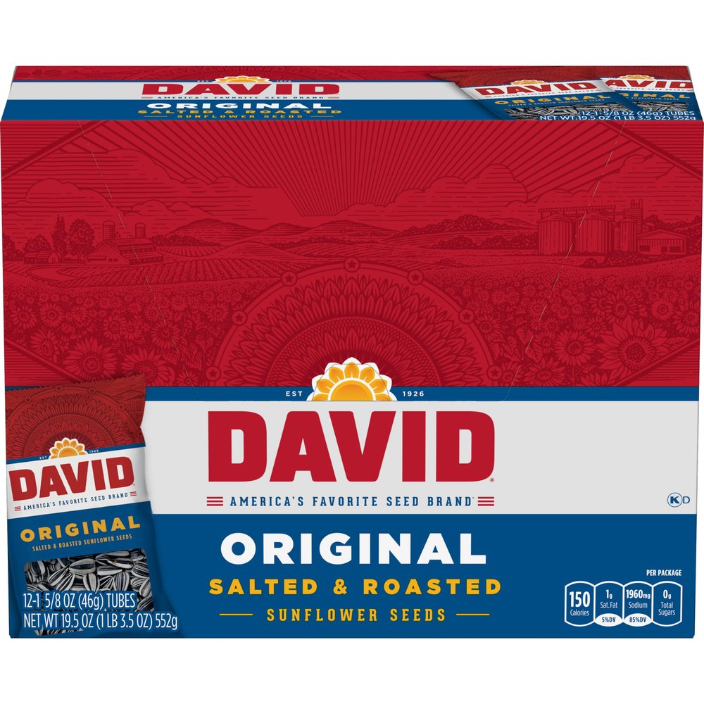 DAVID Sunflower Seeds, Original Flavor, 1.625 oz. (Pack of 12)