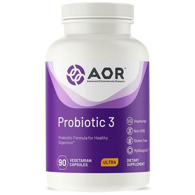 AOR, Probiotic 3, Digestive Aid for a Healthy Gastrointestinal Tract, Gut Flora and Immune Response, Dietary Supplement, 45 Servings (90 Capsules)