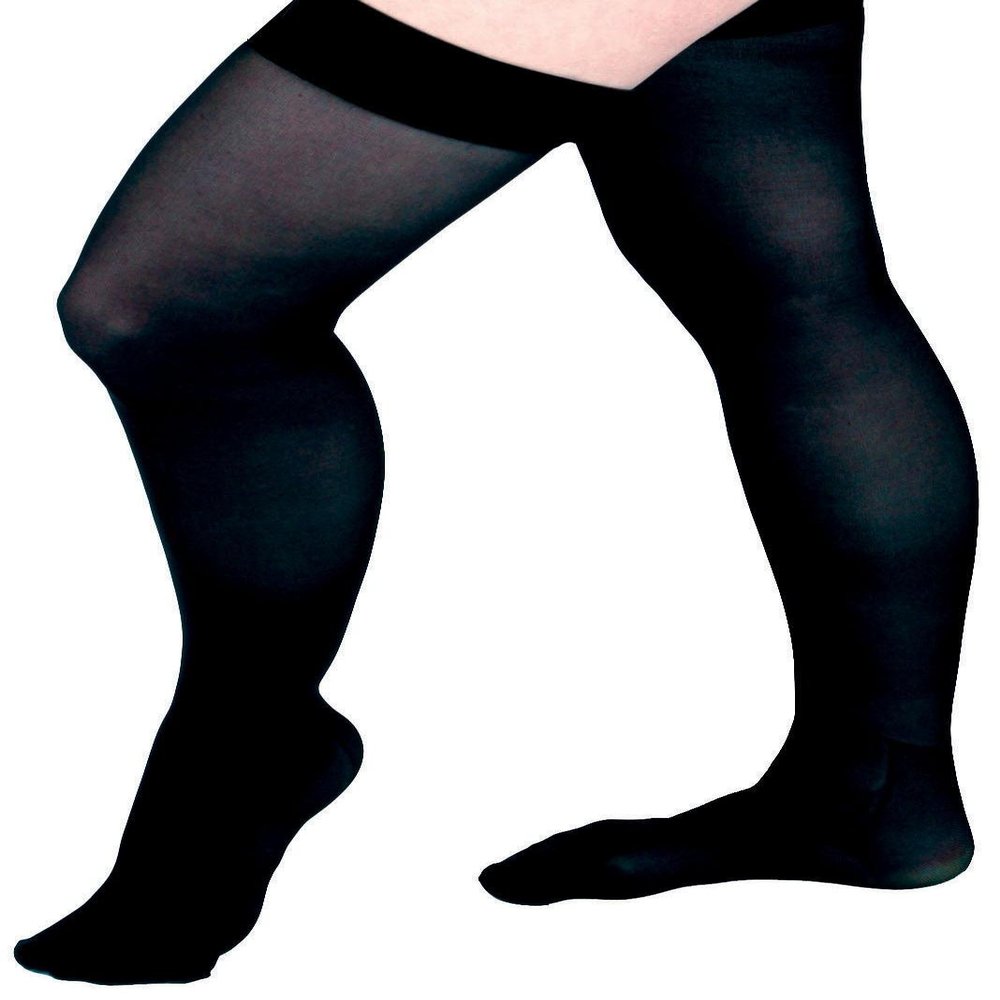 CURAD Thigh-High Compression Hosiery, Black, Size D, 1 Pair