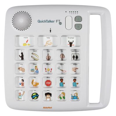 AbleNet QuickTalker 23 - Portable Multi-Message Speech Device with FeatherTouch Technology, 103 Messages, 5 Recording Levels, and Durable Design, AAC Communication Device for Non Verbal Kids & Adults