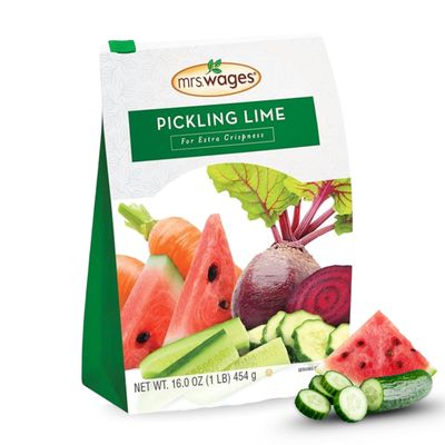 Mrs. Wages Pickling Lime, Easy-To-Make, Crispy Flavorful Pickles, Tasty Creations, Long-Lasting Resealable Bag, Variety of Uses, 1 lb Resealable Bag