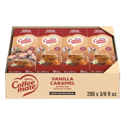 Nestle Coffee mate Coffee Creamer, Vanilla Caramel, Liquid Creamer Singles, Non Dairy, No Refrigeration, 0.375 fl oz Tubs (Pack of 200)