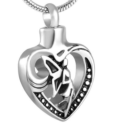 Fairy in My Heart Stainless Steel Cremation Urn Necklace Pendant with Fill Kits to Hold Ashes