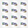 12 -Floral Happy Birthday Edible Cupcake Toppers - D6356 view 2