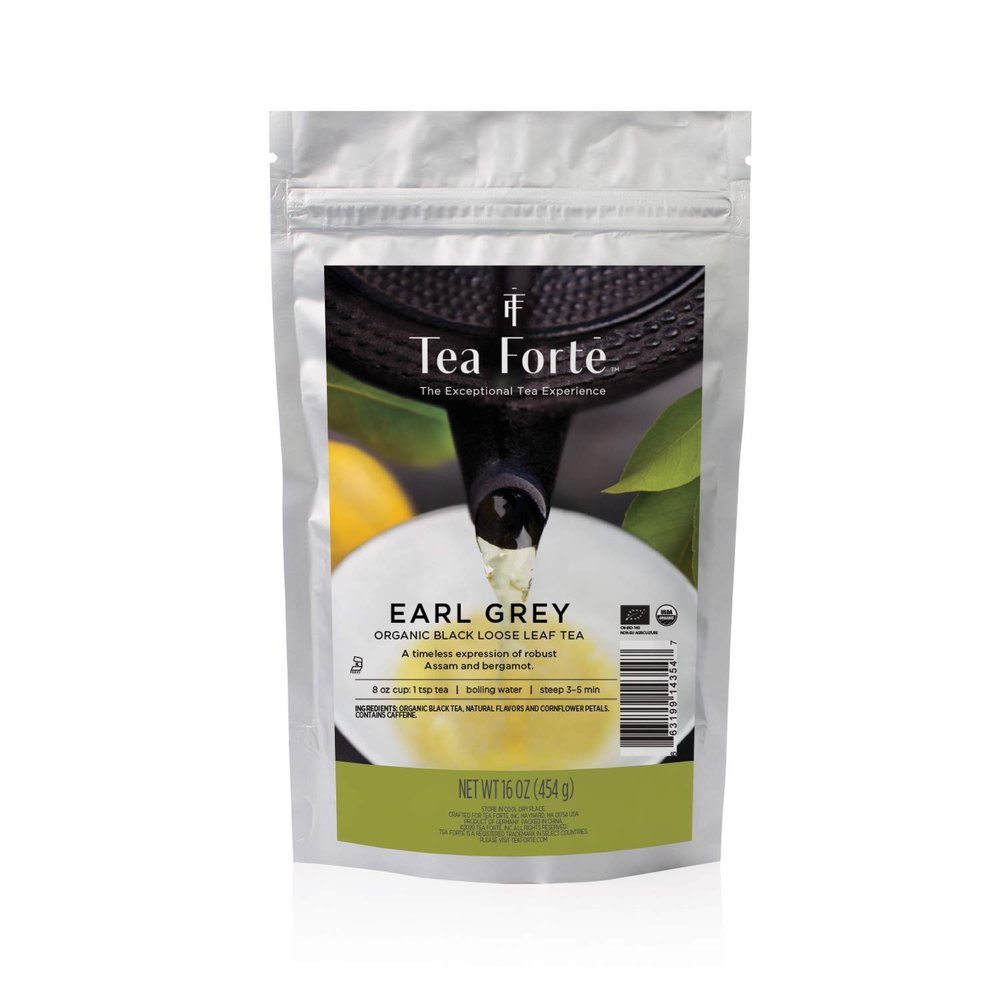 Tea Forte Premium Loose Leaf Tea Blend, Resealable 1 Pound Bag, Makes 160-175 Cups, Earl Grey Tea